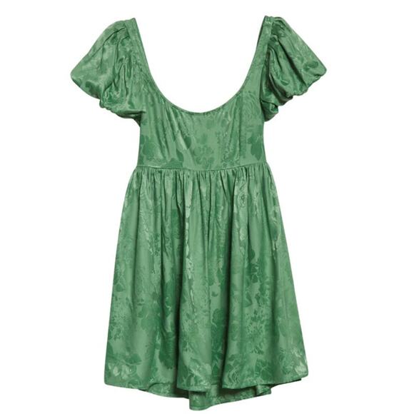 byTiMo Floral Jacquard Babydoll Mini Dress Emerald Green Size XXL NWOT - Picture 6 of 8